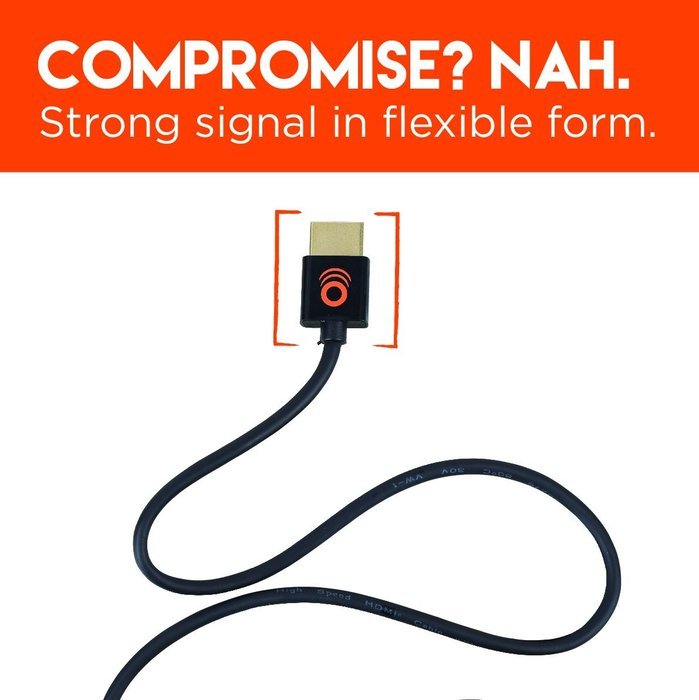 ECHOGEAR 6' Ultra Slim Flexible HDMI Cable - High-Speed Supports Full 1080P, 4K, UltraHD, 3D, Ethernet, and Audio... N4