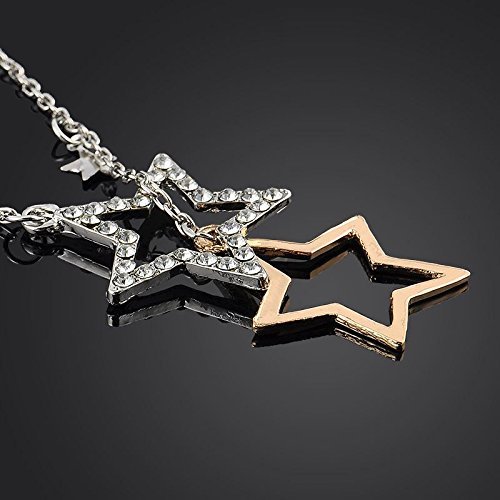 Fashion Silver Gold Crystal Rhinestone Stars Pendant Long Necklace Chain Jewelry N3