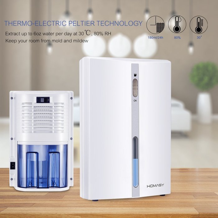Homasy Portable Mini Thermo-Electric Peltier Compact Dehumidifier for Bathroom, Kitchen, Office and Other Small... N3