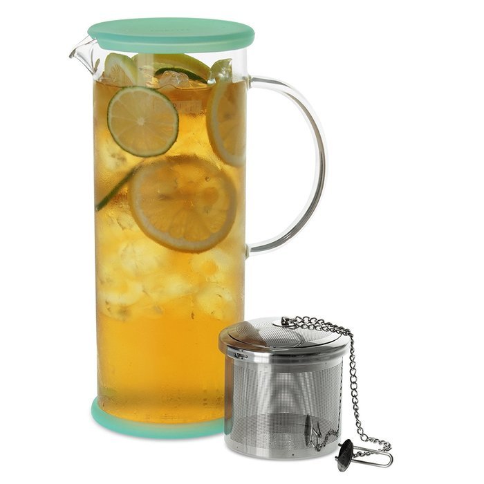 FORLIFE LUCENT Glass Iced Tea Jug with Capsule Infuser, 48-Ounce, Charcoal N2