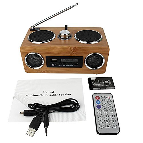 Baile Super Bass Stereo Multimedia Speaker, Eco-friendly Handmade Bamboo Material, with TF Card / USB / FM Radio... N7