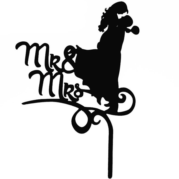 Ecape Wedding Cake Toppers Acrylic Bride and Groom Bridal Cake Toppers with Art Words Mr and Mrs for Cake Decoration N6