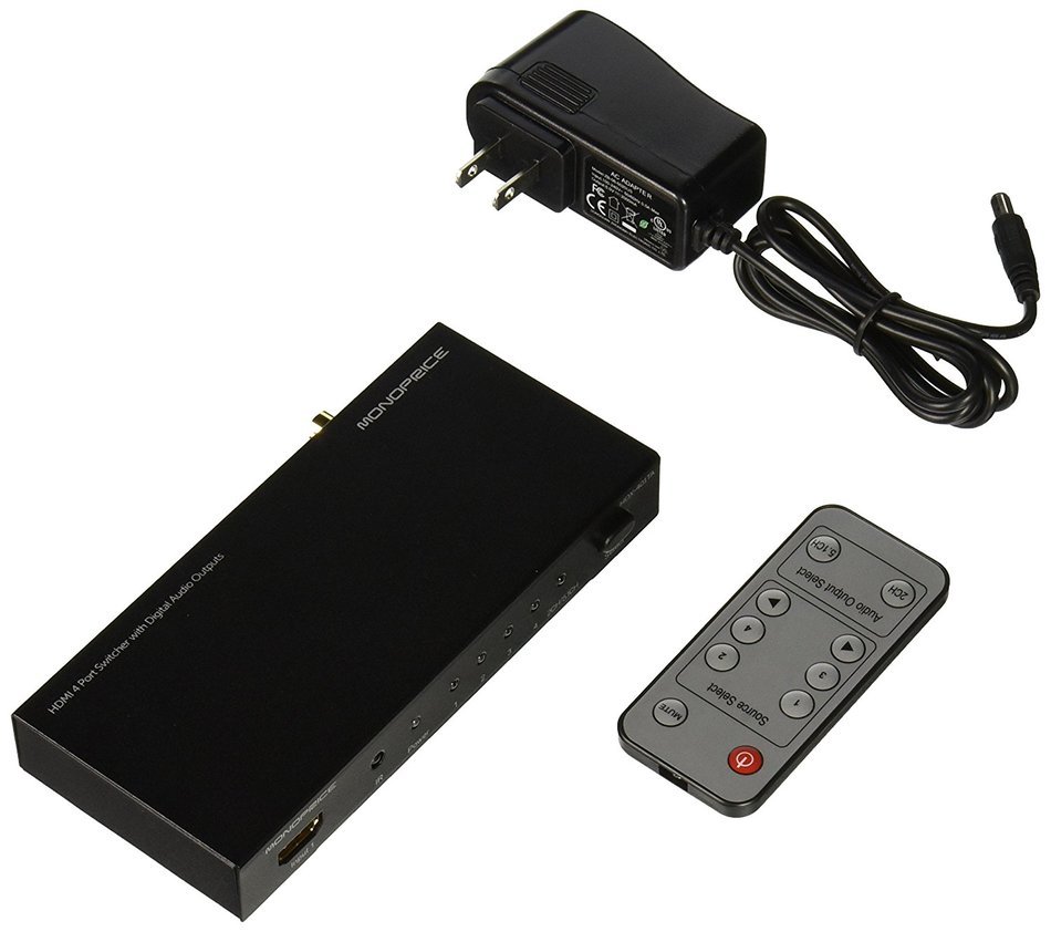Monoprice 105557 4x1 HDMI Switch with Toslink, Digital Coaxial and 3D Support N2