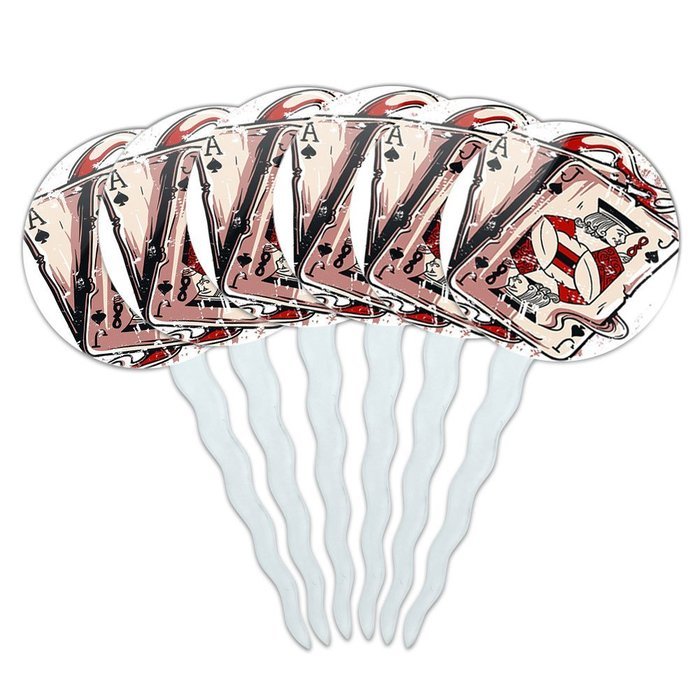 Set of 6 Cupcake Picks Toppers Decoration Gambling Track Cards Poker - Horse Racing Race Jockey N2