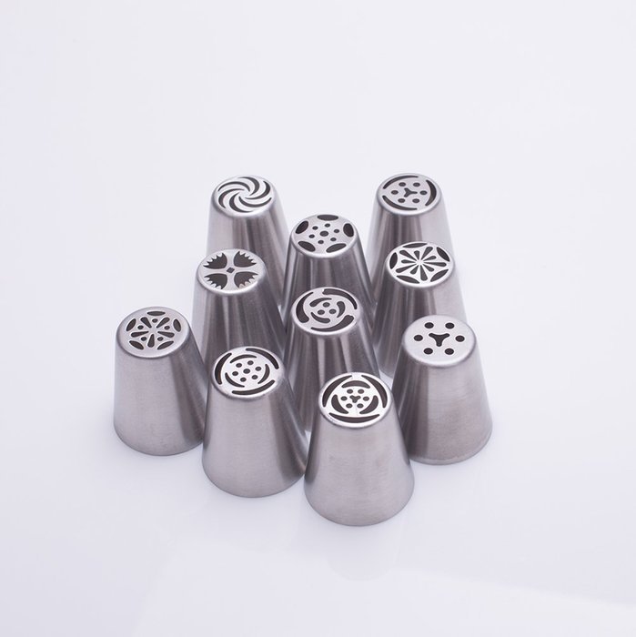 10 pcs/set Russian Icing Piping Nozzles Cake Decoration Tips Home Baking DIY Tool Tulip Rose Nozzle Tip N3