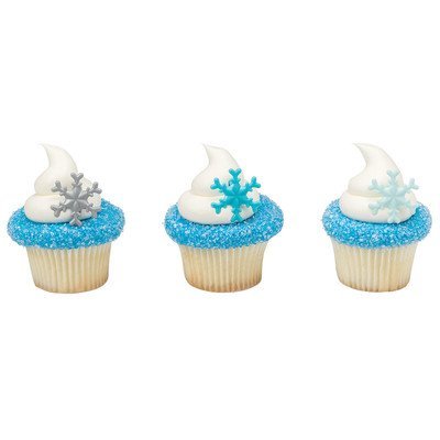 Frosted Snowflake Cupcake Rings - 24 pc