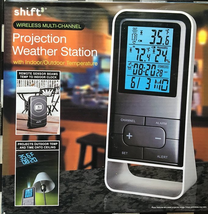Shift 3 Wireless Multi-Channel Projection Weather Station w/ Indoor/Outdoor Temperature N2