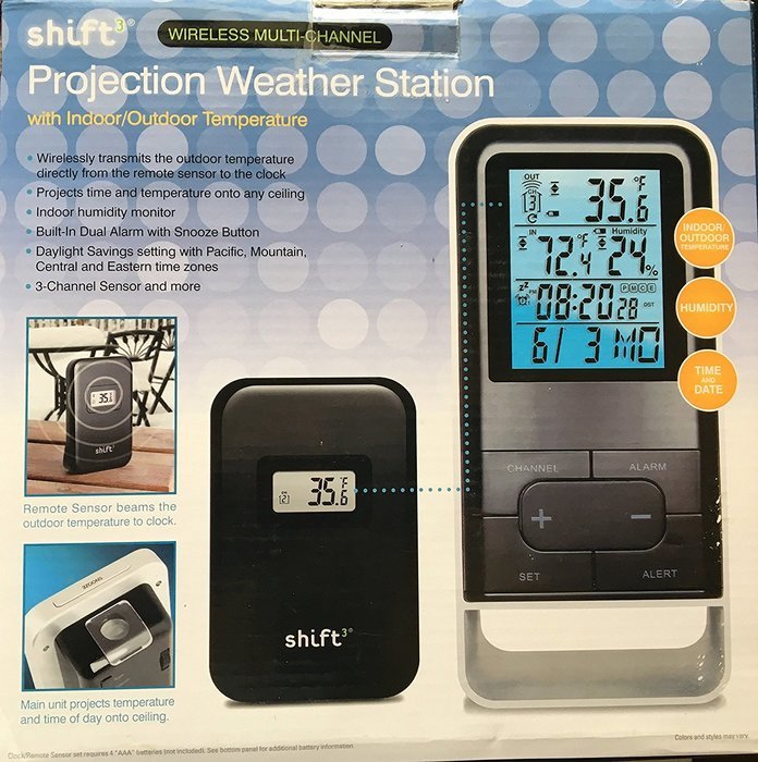 Shift 3 Wireless Multi-Channel Projection Weather Station w/ Indoor/Outdoor Temperature N3