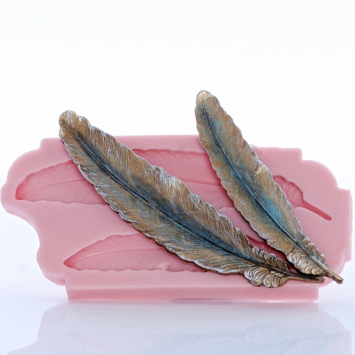 Western Feather Silicone Mold Food Safe Fondant, Candy, Gum Paste,. Craft or Jewelry Mold Resin, Clay, Flexible... N3