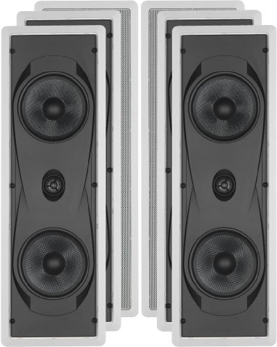 Yamaha Natural Sound Custom Easy-to-install In-Wall Flush Mount 2-Way 150 watts Speaker (Set of 4) with 1" Titanium...