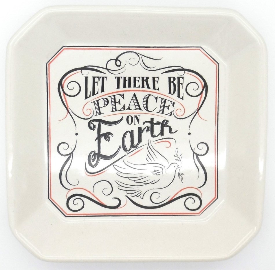 Let There Be Peace on Earth 6" X 6" Ceramic Tidbit Tray - Dove