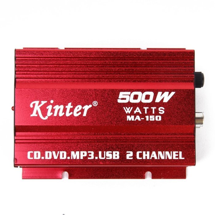 Mini Car Motorcycle MP3 Hi-Fi Stereo Audio Amplifier with Cable Wires Red N2