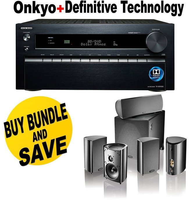 Onkyo TX-NR3030 11.2-Ch Dolby Atmos Ready Network A/V Receiver w/ HDMI 2.0 + Definitive Technology Pro Cinema...