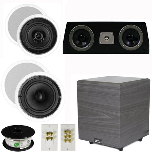 Theater Solutions 5.1 Home Theater 4 Speakers Set with Center 10" Powered Sub and More TS5C6CC51SET4