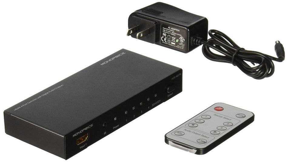 Monoprice 105557 4x1 HDMI Switch with Toslink, Digital Coaxial and 3D Support N3