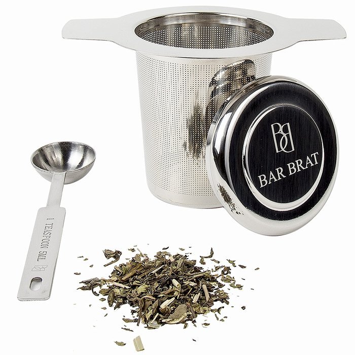 Tea Infuser Strainer + Spoon by Bar Brat / Premium Micro Filter Stainless Steel Steeper / 110 Cocktail Shaker...