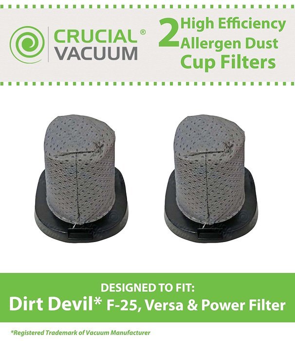 2 Dirt Devil F25 Allergen Filters Designed To Fit Dirt Devil Vacuum Cleaner F25 F-25 Filter; Versa Power Filter... N2
