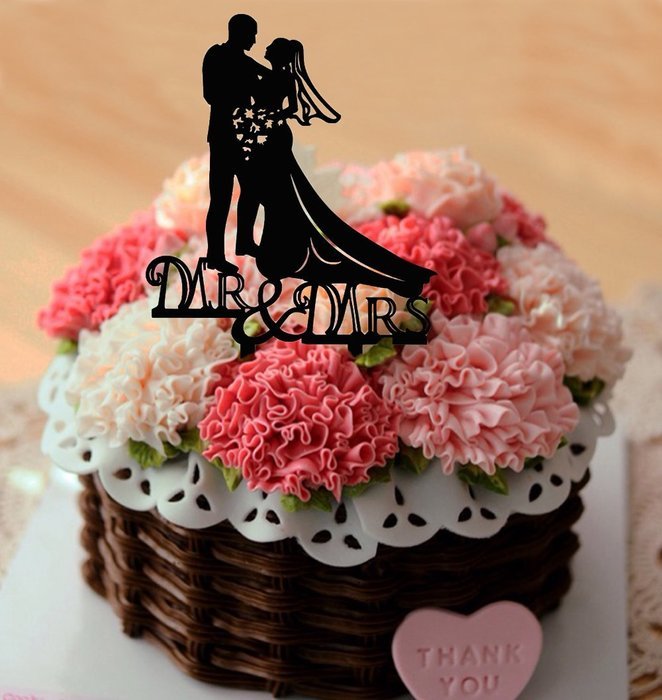 Ecape Wedding Cake Toppers Acrylic Bride and Groom Bridal Cake Toppers with Art Words Mr and Mrs for Cake Decoration N14