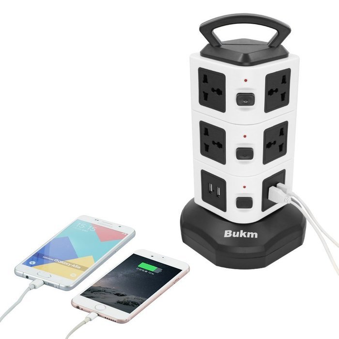 Surge Protectors USB, Bukm Smart Power Strip Tower, 4-Port USB Travel Charger Charging Station 10-Outlet Surge... N15