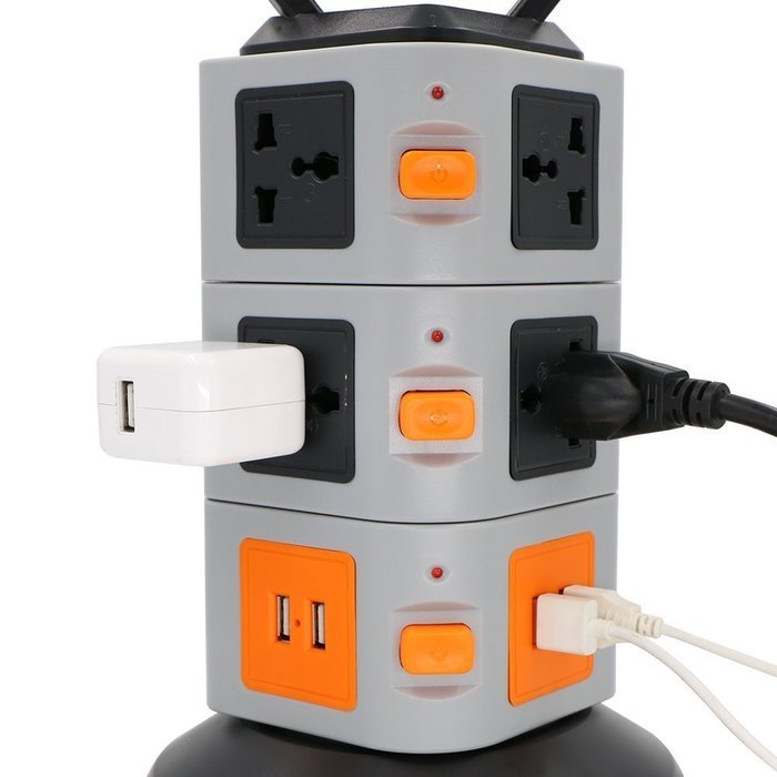 Surge Protectors USB, Bukm Smart Power Strip Tower, 4-Port USB Travel Charger Charging Station 10-Outlet Surge... N17