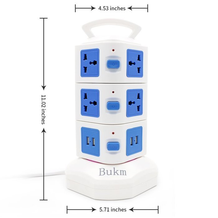 Surge Protectors USB, Bukm Smart Power Strip Tower, 4-Port USB Travel Charger Charging Station 10-Outlet Surge... N18