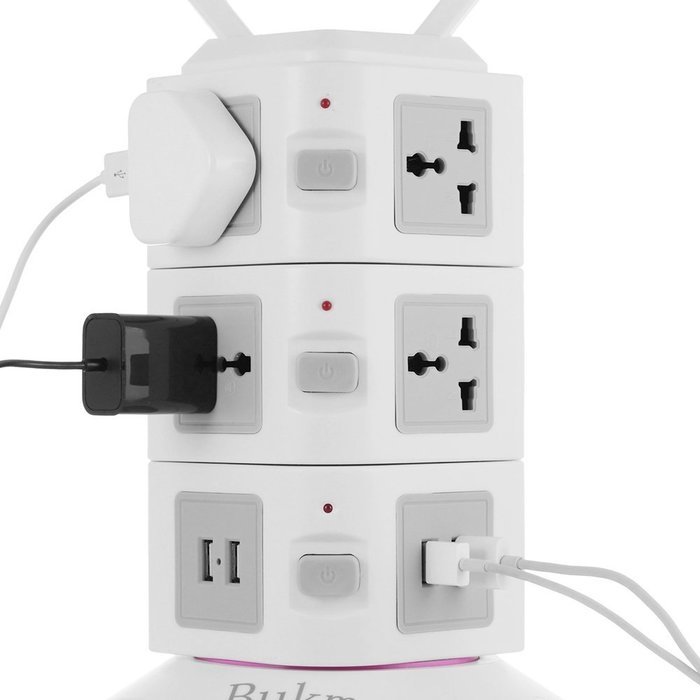 Surge Protectors USB, Bukm Smart Power Strip Tower, 4-Port USB Travel Charger Charging Station 10-Outlet Surge... N20