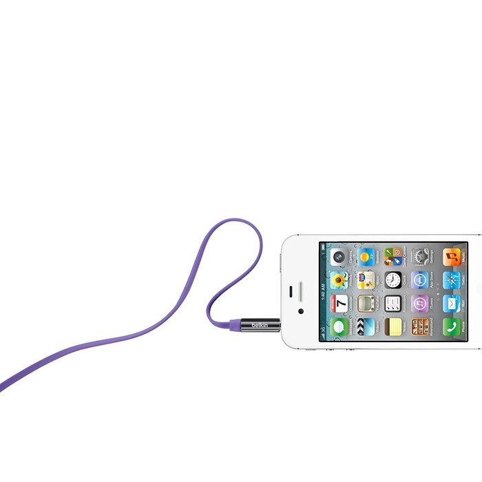 Belkin MiXiT Tangle-Free Aux / Auxiliary Cable, 3 Feet (Purple) N8