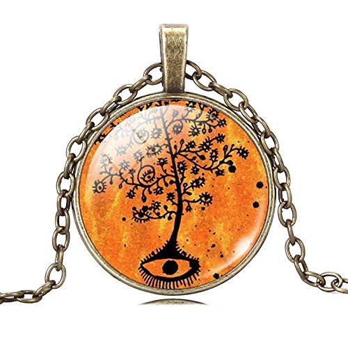 Vintage Eternal Life &Tree 3D Pattern Art glass Pendant cabochon chain Necklace N2