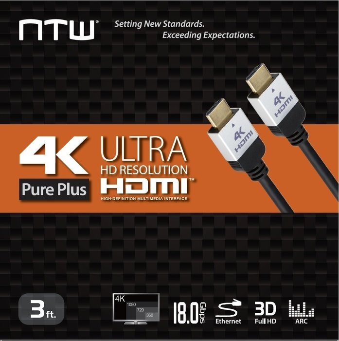 NTW NHDMI2P-006P 6' Ultra HD PURE PRO 4K High Speed HDMI Cable Offers 4X The Clarity N18