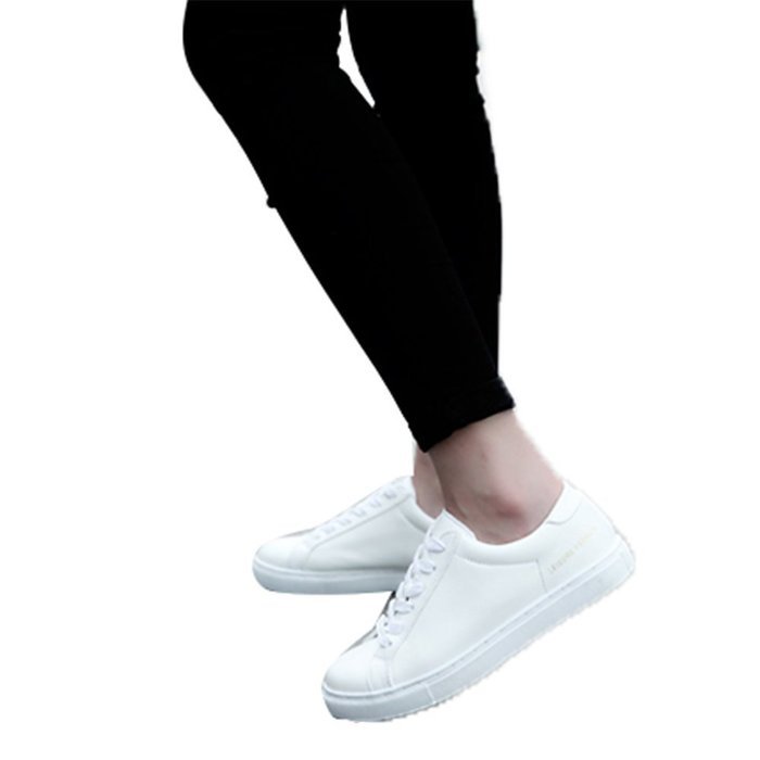 Spritech(TM) Men Women Unisex Fashion PU Leather Lace Up Lovers Casual Flat Sneaker Shoes White and Black 38 N14