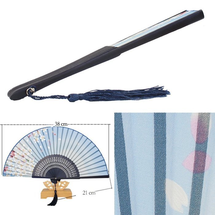 Beautiful Sakura Folding Hand Fan Silk Handheld Fan Bamboo, G N2