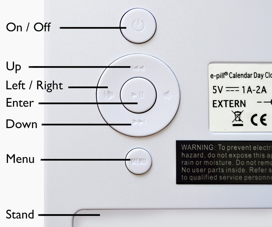 e-pill Dementia Alzheimer's Memory Loss Calendar Day Clock with 6 Reminder Alarms. Large Non Abbreviated Day Month... N7