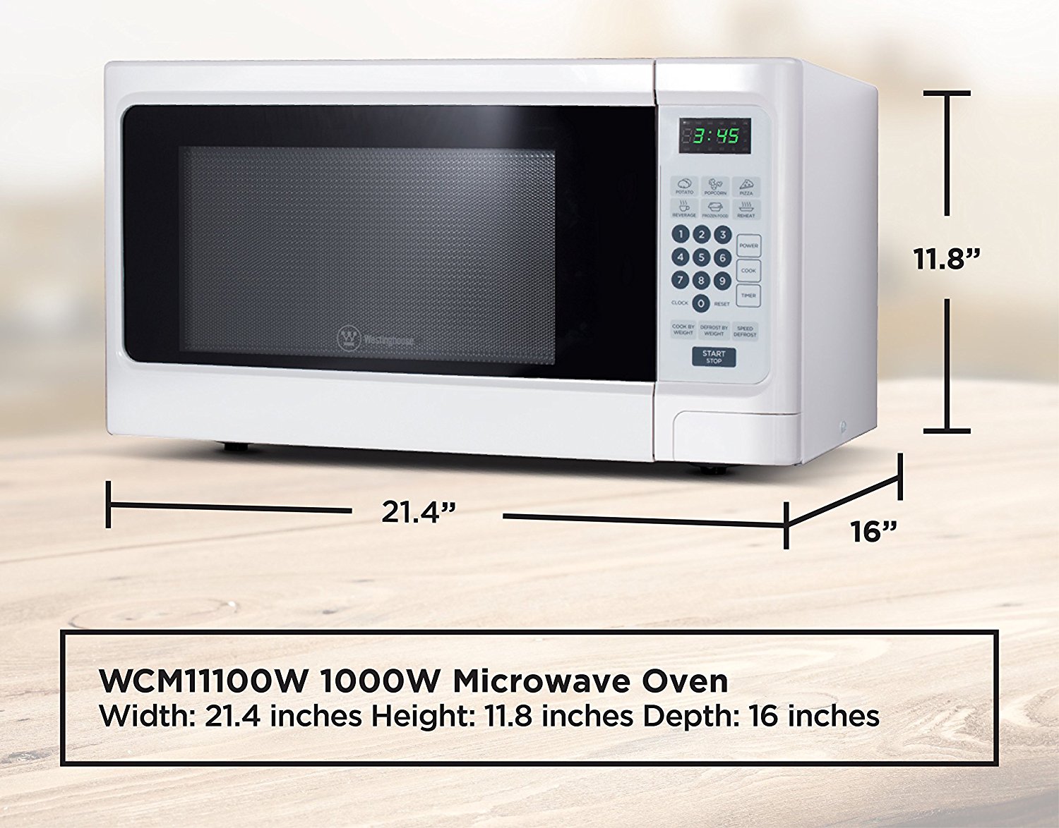 Westinghouse WCM11100W 1000 Watt Counter Top Microwave Oven, 1.1 Cubic ...