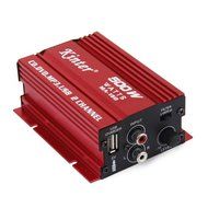 Mini Car Motorcycle MP3 Hi-Fi Stereo Audio Amplifier with Cable Wires Red N3