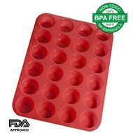 MJBAKERS Mini Muffin Pan- 24 Cups Premium Perfect Portion Control Baking Pans- Non Stick Food Grade Siicone Mold...