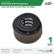 Bissell Style 9/10/12 PowerForce Inner and Outer Circular Filter Set Replaces 32064 Fits PowerForce 6579, 6595... N3