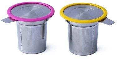 ALTARMOSS Stainless Steel Brew-in-Mug Extra-Fine Tea Infuser with Lid (2, Yellow, Pink) N2