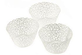 FHD Cupcake Wrappers 100 Filigree Artistic Bake Cake Paper Cups Little Vine Lace Laser Cut Liner Baking Cup Muffin... N2