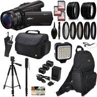 Sony FDR-AX100 4K Ultra HD Camcorder Video Camera + 192GB Memory + Backpack + Case + Telephoto &amp; Wide Angle Lenses... N4