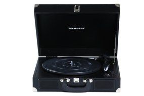 TechPlay ODC5E-BK AC/DC Portable suitcase 3 SPEED TURNTABLE WITH PC LINK AND BUILT-IN SPEAKER N9