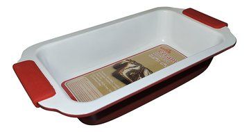 Ceramic Loaf Pan Cake Pan 8.5' X 4" X 3" Silicone Cool Touch Handles N2