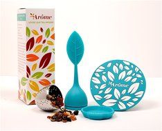 Arome Loose Leaf Tea Infuser and Matching Beverage Coaster (Tropical Blue)