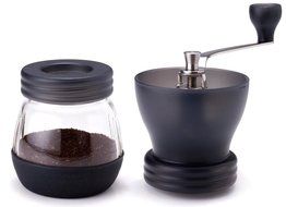 PuTwo B0140MSTO2 Coffee Grinder Burr Stainless Steel with Ceramic Hand Crank, Black N2
