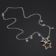 Fashion Silver Gold Crystal Rhinestone Stars Pendant Long Necklace Chain Jewelry N4
