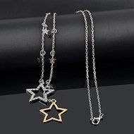 Fashion Silver Gold Crystal Rhinestone Stars Pendant Long Necklace Chain Jewelry N5