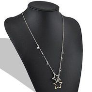 Fashion Silver Gold Crystal Rhinestone Stars Pendant Long Necklace Chain Jewelry N6