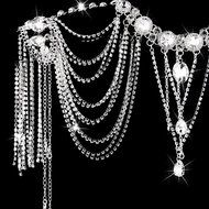 Tinksky Wedding Bride Crystal Diamante Choker Necklace Shoulder Chain Bridal Jewelry Wedding Jewelry Sets N6