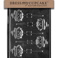 Dress My Cupcake DMCH011 Chocolate Candy Mold, Face Scare crow Lollipop, Halloween