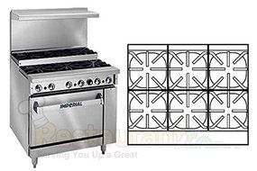 Imperial Commercial Restaurant Range 36&quot; Step Up With 6 Burners 1 Standard Oven Propane Ir-6-Su