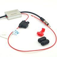 onelinkmore 12V Universal Auto FM Booster Amp Strong Anti-interference Metal Car Antenna Radio FM Signal Amplifier... N6